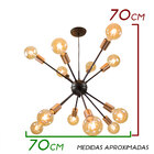 Pendente Sputnik Atom Preto com Cobre + 12 Lampadas Filamento