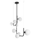 Pendente Stato Metal Preto Com 8 Globos De Vidro Leitoso P/ G