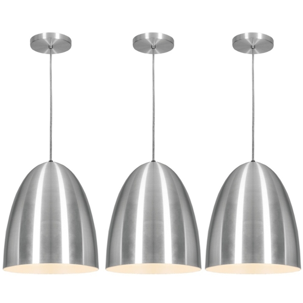 Pendente Taça Modern Aço Escovado Kit Com 3