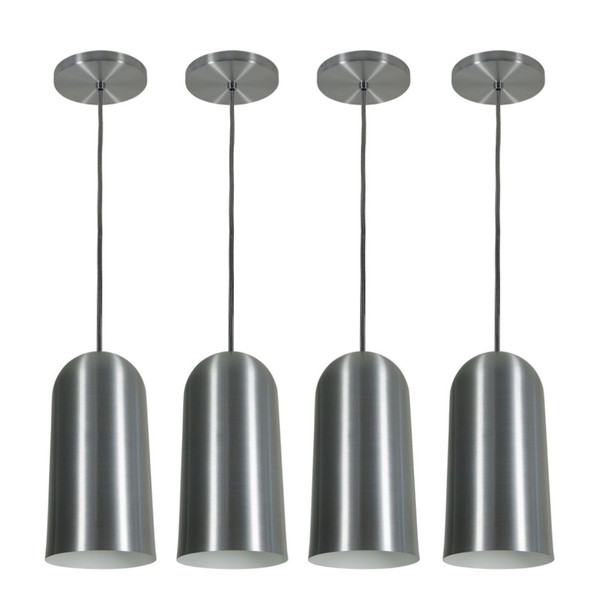 Pendente Taça Pinot Aço Escovado Kit Com 4