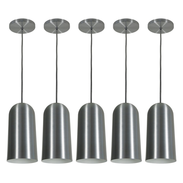 Pendente Taça Pinot Aço Escovado Kit Com 5