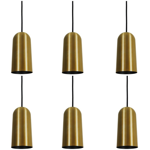 Pendente Taça Pinot Dourado Preto Kit Com 6