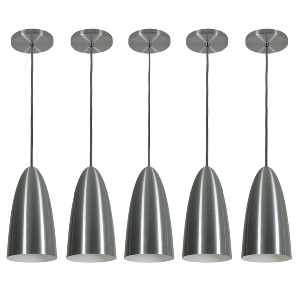 Pendente Taça Riva Aço Escovado Kit Com 5