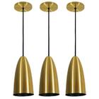 Pendente Taça Riva Dourado Preto Kit Com 3