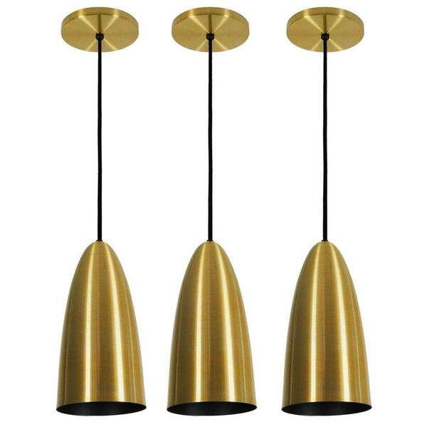 Pendente Taça Riva Dourado Preto Kit Com 3