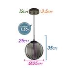 Pendente Tati Globo Vidro Smoky 25cm Starlux Zr062 + Led E14