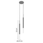 Pendente Teto Luminária Tubo Duplo Difusor Sala Preto Cobre