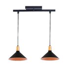 Pendente Trilho Chapéu Pequeno 2 Lâmpadas Emalustres Preto