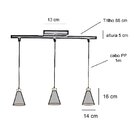 Pendente Trilho Eros 3 Lâmpadas Emalustres Preto