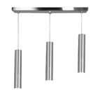 Pendente Triplo Tubo Cilindro Escovado 40cm + Led 6k