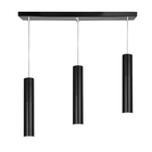 Pendente Triplo Tubo Cilindro Preto 40cm + Led 3k