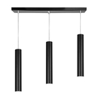 Pendente Triplo Tubo Cilindro Preto 50cm + Led 6k