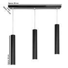 Pendente Triplo Tubo Cilindro Preto 50cm + Led 6k