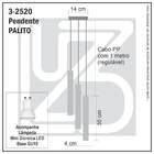 Pendente Triplo Tubo Palito Moderno 30cm Preto + Led 4w