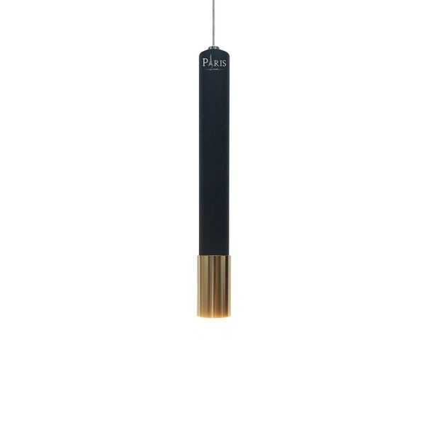 Pendente Tubo 27cm Preto Dourado Led 5w 3000k Bivolt Ds8144 D