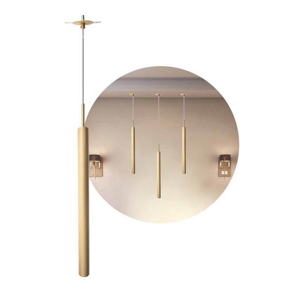 Pendente Tubo Champanhe 50cm 1xgu10 Cabo 3m Starlumen St643