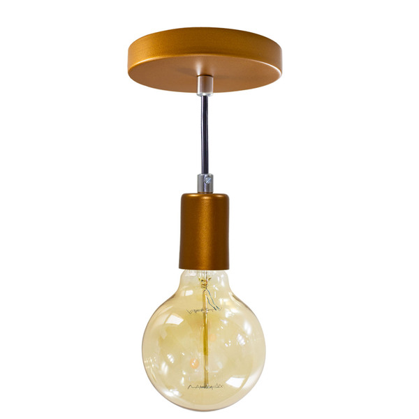 Pendente Tubo Cilindro Alumínio 6cm Cobre + Filamento Carbono