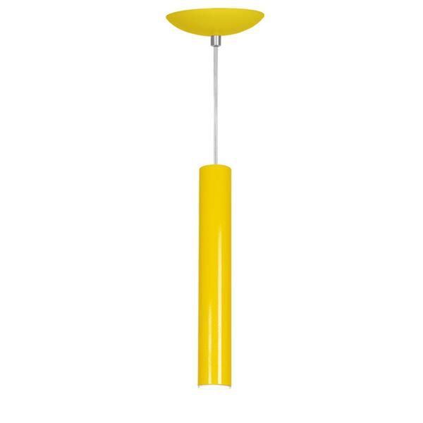 Pendente Tubo Cilindro Alumínio Amarelo 30cm + Led 3k