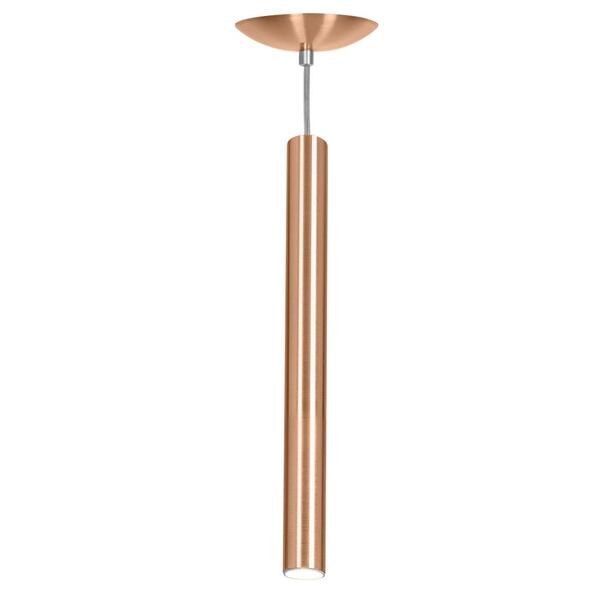 Pendente Tubo Cilindro Alumínio Cobre 50cm + Led 3k