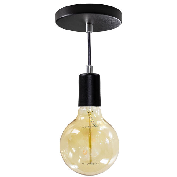 Pendente Tubo Cilindro Alumínio Preto + Filamento Carbono G95