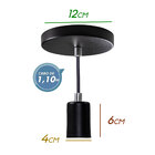 Pendente Tubo Cilindro Alumínio Preto + Filamento Carbono G95