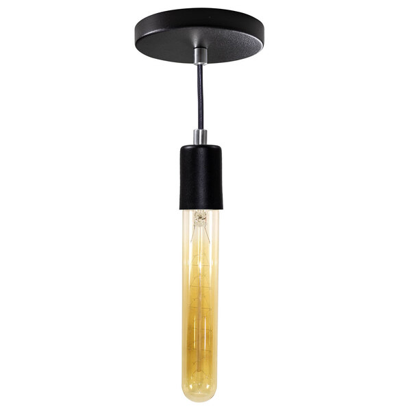 Pendente Tubo Cilindro Alumínio Preto + Filamento Carbono T30