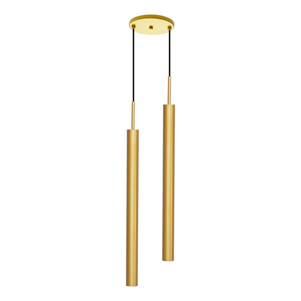 Pendente Tubo Duplo Alumínio Dourado P/ Led Mr11 Gu10 St1697