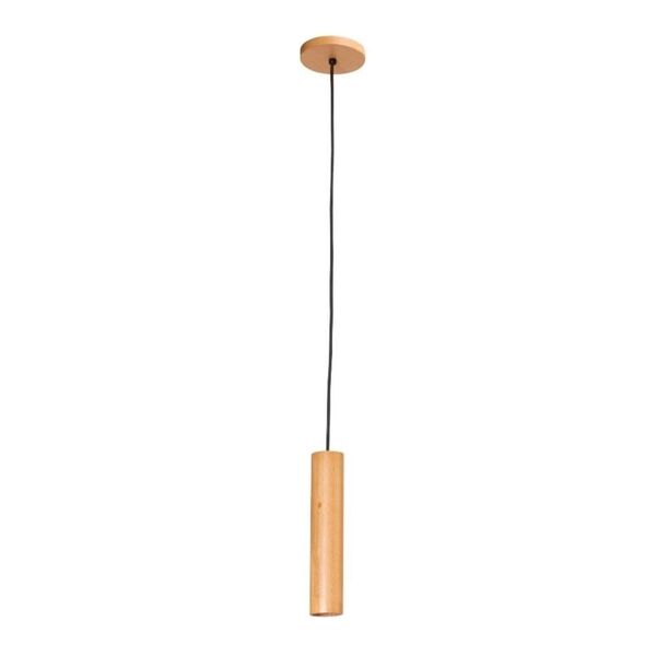 Pendente Tubo Legno 25cm 1 Lamp Madeira Castanho Madelustre
