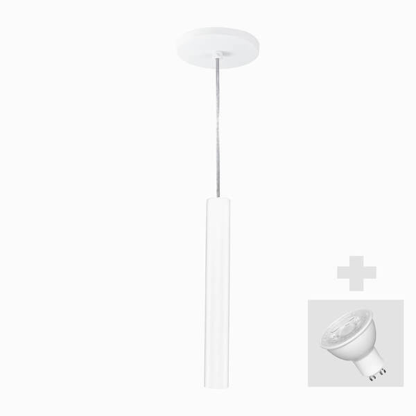 Pendente Tubo Palito 30cm - Branco + Lampada Led 4w