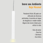 Pendente Tubo Palito 30cm - Branco + Lampada Led 4w