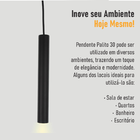 Pendente Tubo Palito 30cm - Preto