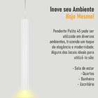 Pendente Tubo Palito 45cm - Branco