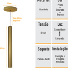 Pendente Tubo Palito 45cm - Ouro