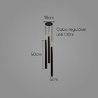 Pendente Tubo Triplo Alumínio Preto P/ Lâmpada Mr11 St1699