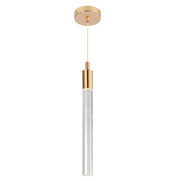 Pendente Tubo Vidro Dourado 35cm Led 3w Bivolt