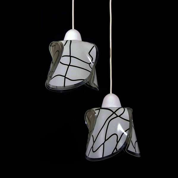 Pendente Tulipa Helice Duplo 9019/2 Craquelado Branco