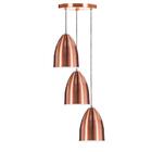 Pendente Vegas Aluminio Triplo New Cobre Sala Quarto Cozinha