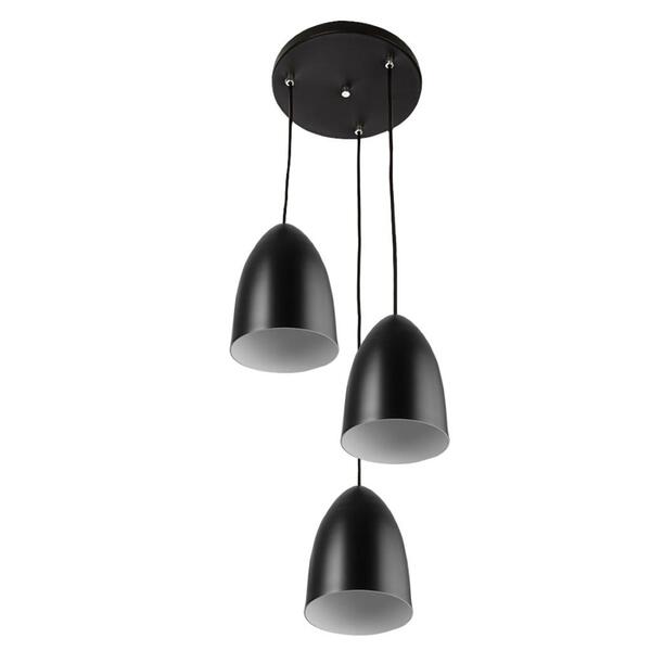 Pendente Vegas Aluminio Triplo Preto Sala Cozinha Quarto