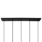 Pendente Vertex Preto Com Globos Brancos Foscos Para 5 Lâmpad