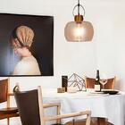 Pendente Vidro Ambar 25x31cm Lâmpada E27 Para Salas E Quartos