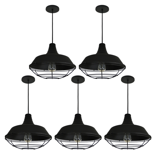 Pendente Vintage Chapéu Estery Preto Kit Com 5