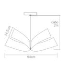 Pendente Wood Pétala 94cm - 4 Luzes Marfim