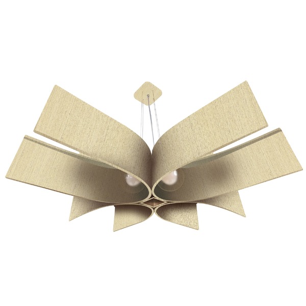 Pendente Wood Pétala 94cm - 4 Luzes Marfim