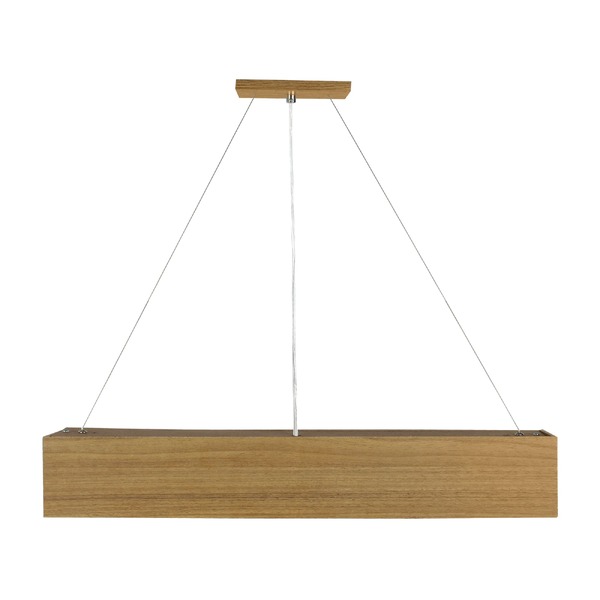 Pendente Wood Retângular 120cm - 2 Luzes G13 - Freijó