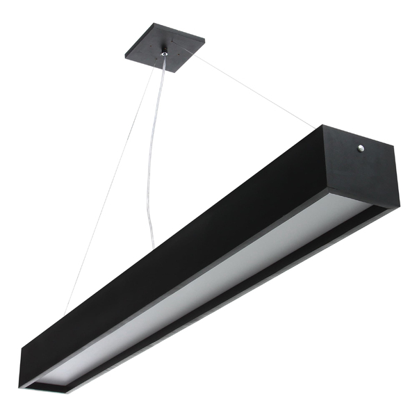 Pendente Wood Retângular 124cm - 2 Luzes G13 - Preto