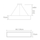 Pendente Wood Retângular 64cm - 2 Luzes G13 - Freijó