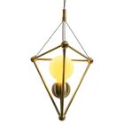 Pendente Zoe Losângo Bronze Em Metal + Lâmpada Bulbo Led 12w