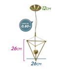 Pendente Zoe Losângo Bronze Em Metal + Lâmpada Bulbo Led 12w