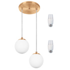 Pendentes Duplo Orby Bolinha New Cobre + Lampada 6000k