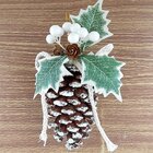 Pendentes Pinha Nevado Enfeite Árvore Natal Kit 2pçs 20x10cm